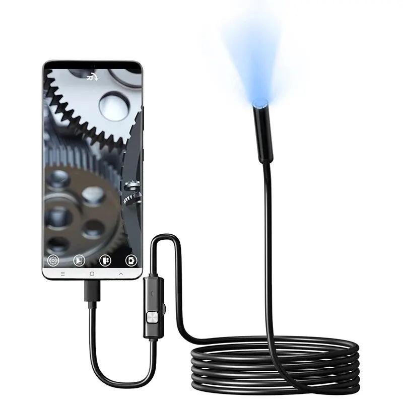 Câmara de inspeção USB-C ligada a um telemóvel Android