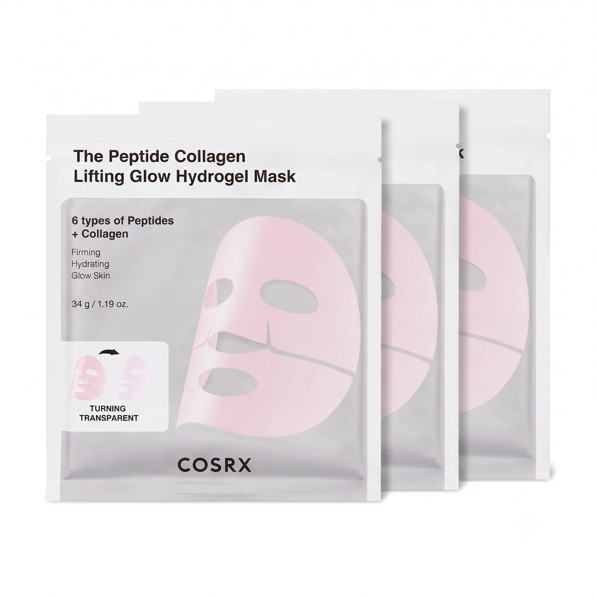COSRX The Peptide Collagen Lifting Máscara de Hidrogel Glow 3 unidades