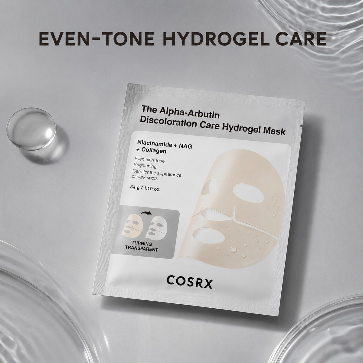 COSRX The Alpha-Arbutin Discoloration Care Máscara de Hidrogel 3 unidades