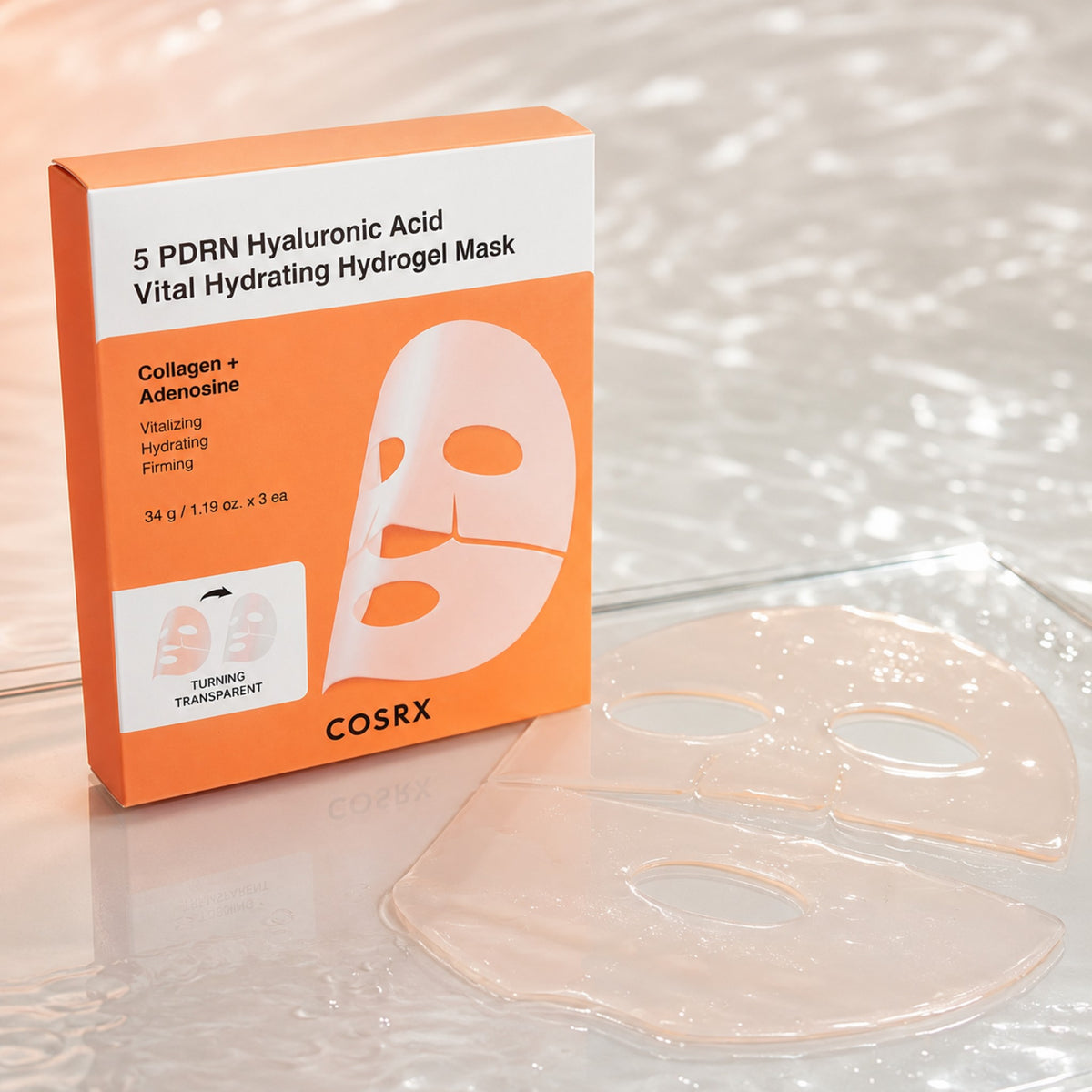 COSRX 5 PDRN Hyaluronic Acid Vital Hydrating Máscara de Hidrogel 3 unidades