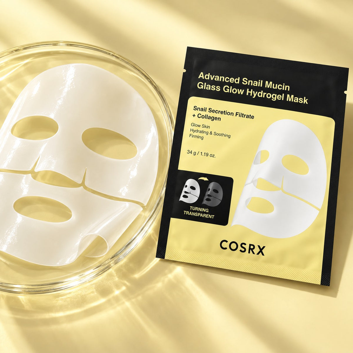 COSRX Advanced Snail Mucin Glass Máscara de Hidrogel Glow 3 unidades