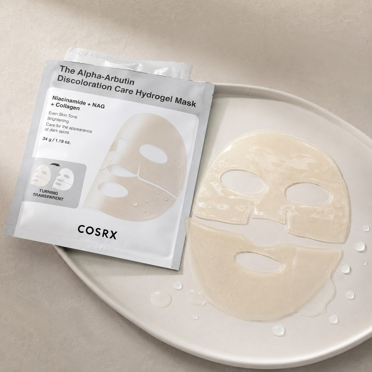 COSRX The Alpha-Arbutin Discoloration Care Máscara de Hidrogel 3 unidades