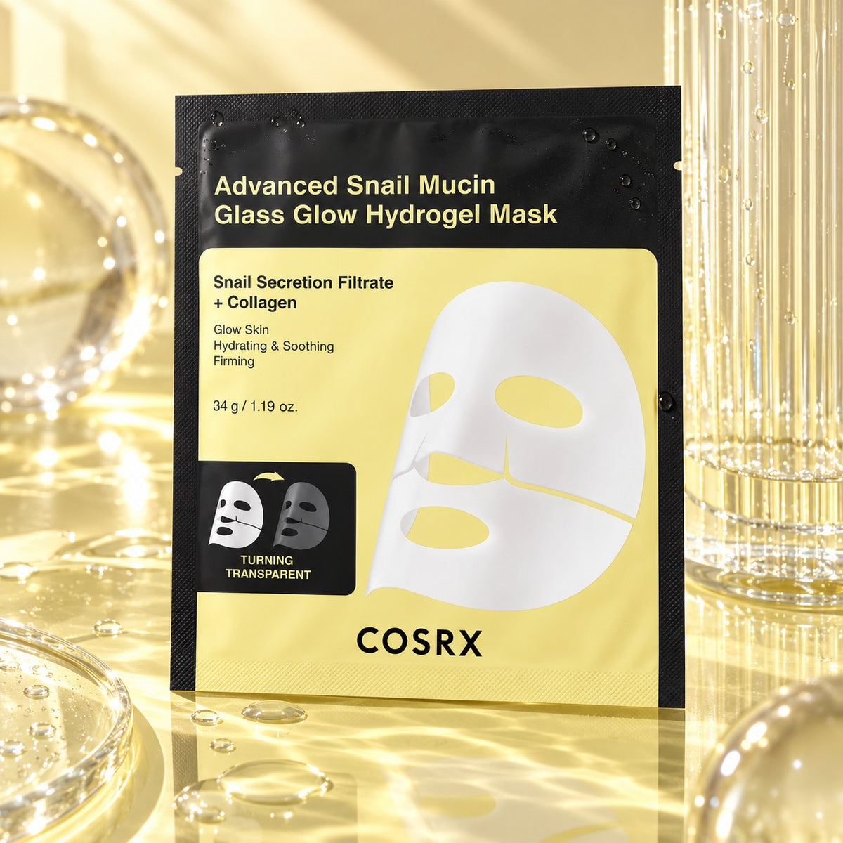 COSRX Advanced Snail Mucin Glass Máscara de Hidrogel Glow 3 unidades